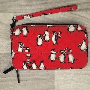 Vera Bradley Red Playful Penguins All in One Wristlet w/ Wrist Strap